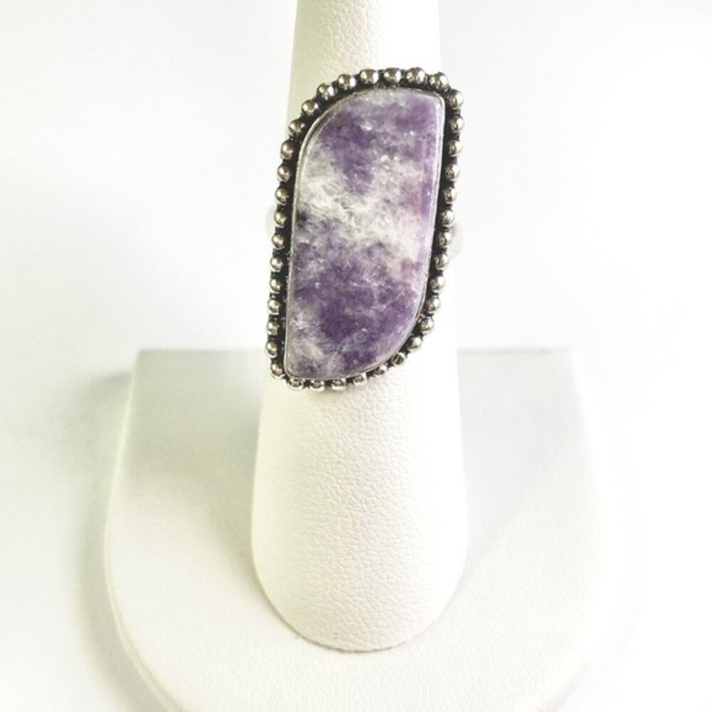 LEPIDOLITE Genuine Stone 925 Sterling Silver Ring